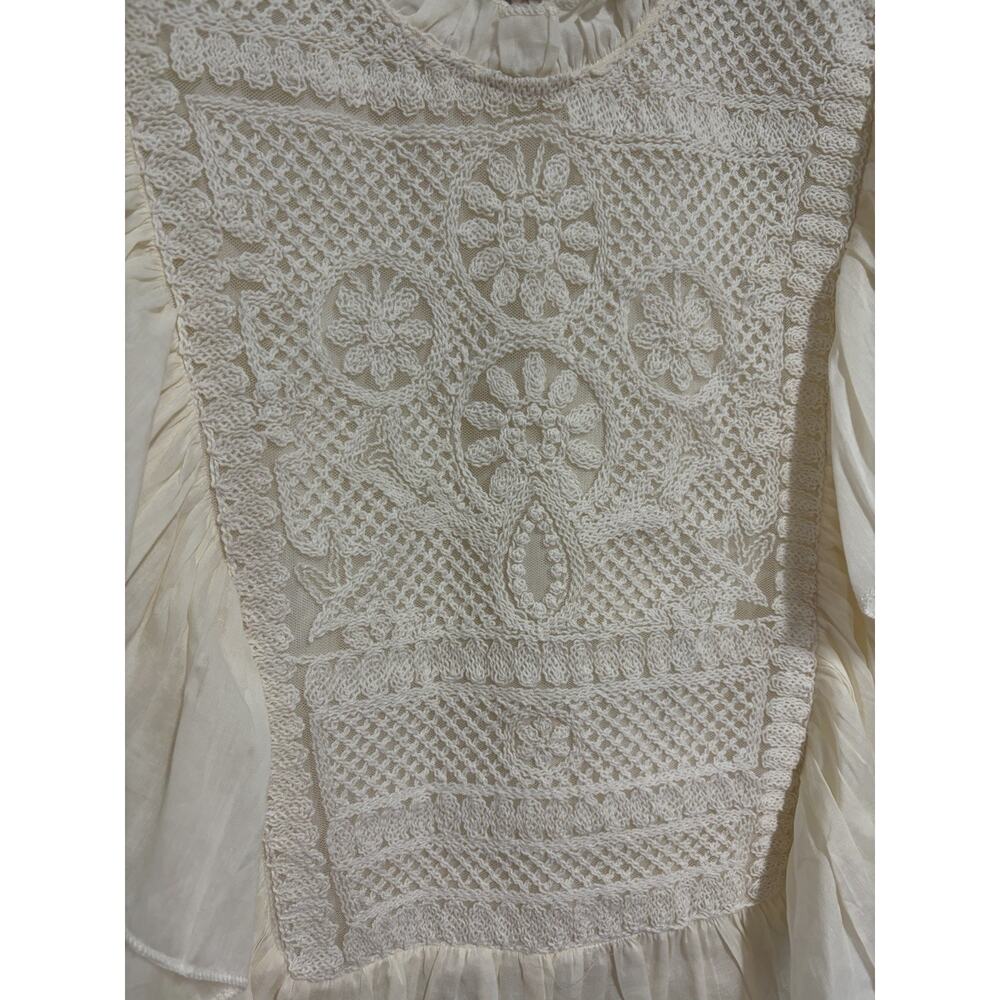 JOIE Ruffle Crochet Top Ivory Eyelet Sleeveless Western Victorian Romantic Sz S - Picture 4 of 7